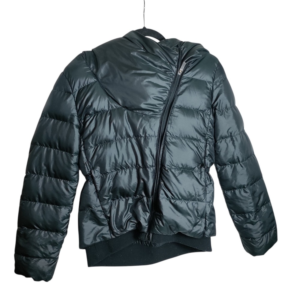 Nike Women Asymmetrical Down Puffer Jacket Hooded Black Small
